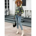 thumbnail image 5 of Women'S 2025 Autumn and Winter Knitted Loose Personality Lemon Sweater Round Neck Casual Long Sleeve Tops Dark Gray L, 5 of 7