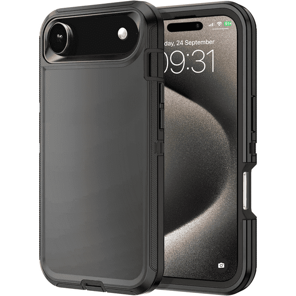Entronix Heavy Duty Case Designed for iPhone 17 Air, Triple Layer Protection Shockproof Dropproof Dustproof Anti-Scratch Phone, Black