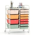 thumbnail image 1 of Costway 12-Drawer Rolling Storage Cart with Removable Drawers & Lockable Casters for Office Macaron Multicolor, 1 of 10