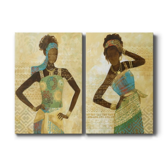 Tribal Vision I Premium Gallery Wrapped Canvas - Ready to Hang - Set of 2 - 8 x 12 Each