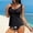 Black, variant on Womens Red Tankini Swimsuit Two Piece with Tummy Control & Floral Bottom, High Waist V-Neck Top for Women, Figure Flattering Swimwear,Size L