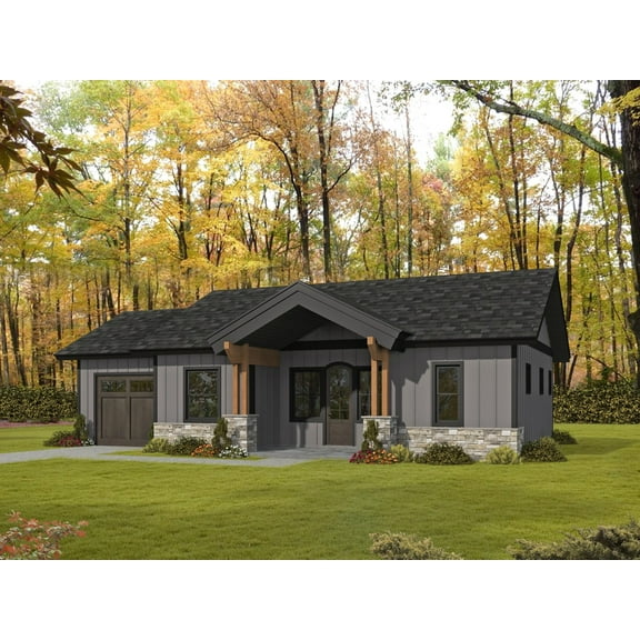 001-3905: Tiny home Vacation rental 1 Bed, 2 Bath Luxury Home Plan, 1000 Sq Ft: Full Blueprints with License to Build by Home Plan Marketplace - Lesuto