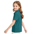 thumbnail image 5 of Girls Collared School Uniform Polo Shirts Kid Short Sleeve Pique Polo Shirt,Dark Green 120, 5 of 8