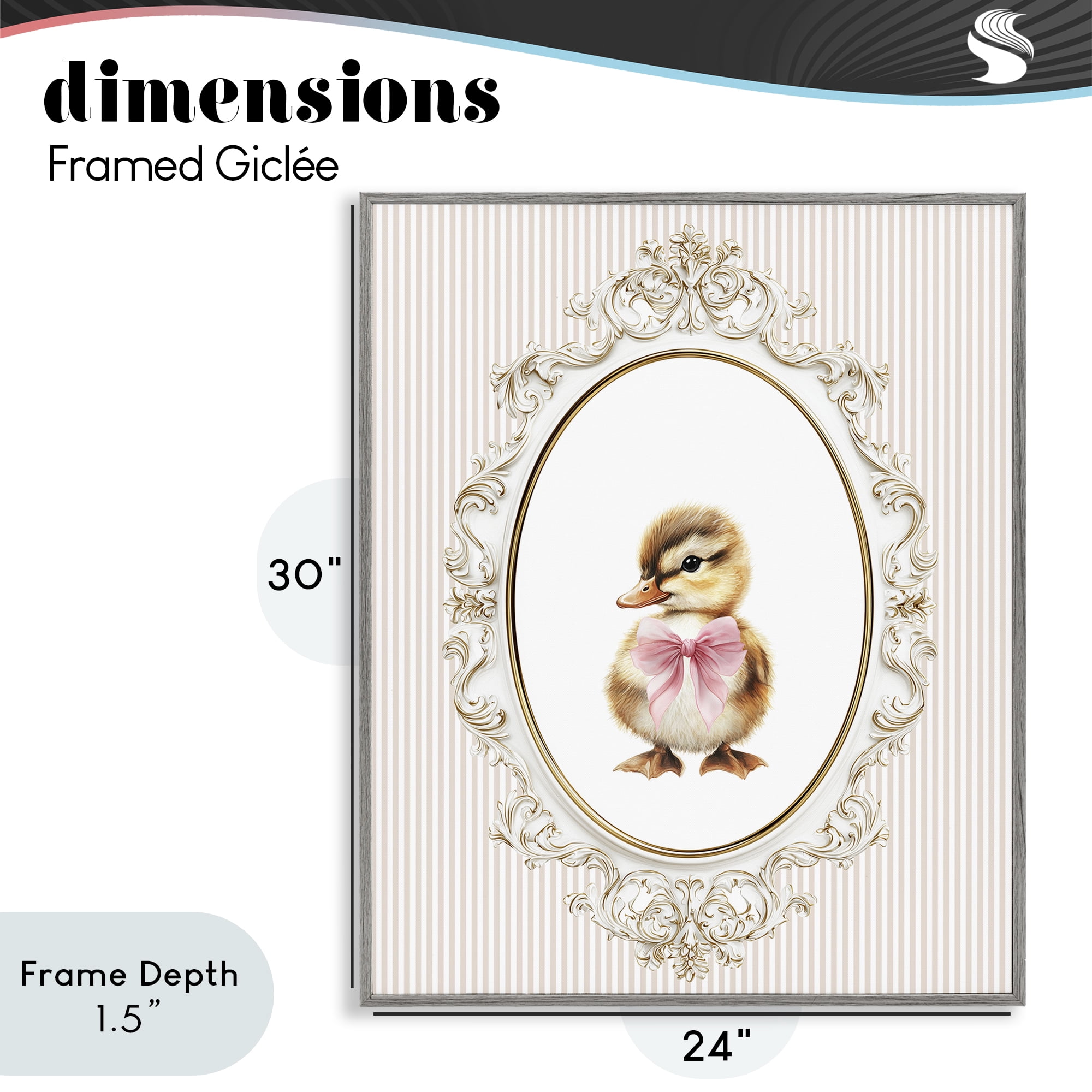 Stupell Industries Spring Gingham Baby Duck Gray Framed Giclee Art, design by Christine Simpson Art