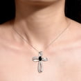 thumbnail image 3 of RYLOS Necklace Sterling Silver 925 Cross Necklace Gemstone &  Diamonds Pendant With 18" Chain 8X6MM Cabochon Onyx October Birthstone Womens Jewelry Silver Necklace, 3 of 8