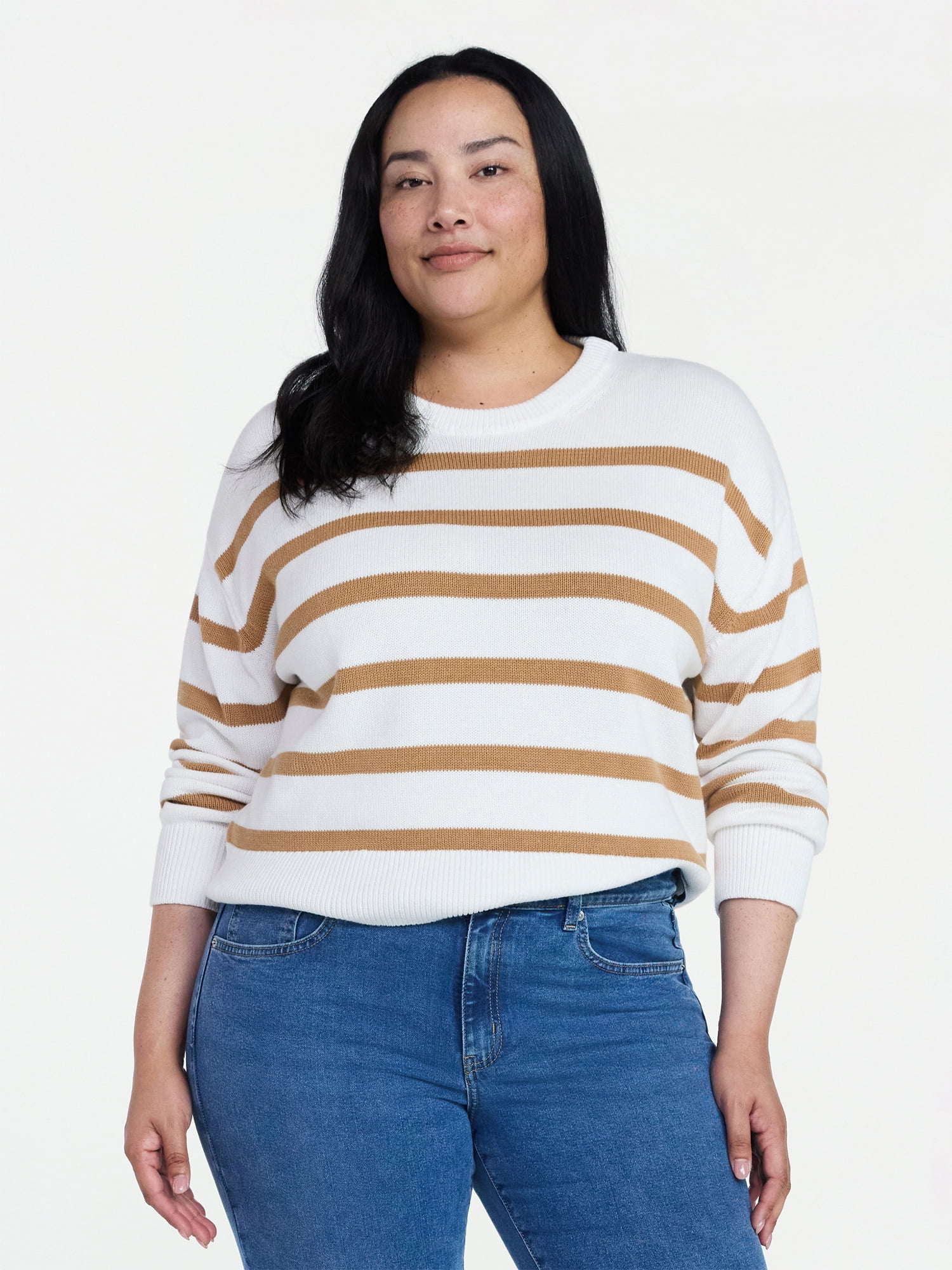 Time and Tru Women's and Women‘s Plus Easy Crew Pullover, Sizes XS-XXXL