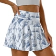 thumbnail image 3 of Xoenoiee Blue Toile De Jouy Boat Seagull Print Womens Pleated Tennis Skirt with Shorts High Waisted Golf Skort Mini Skirt Workout Skirt Athletic Skorts with Pockets, XL, 3 of 6