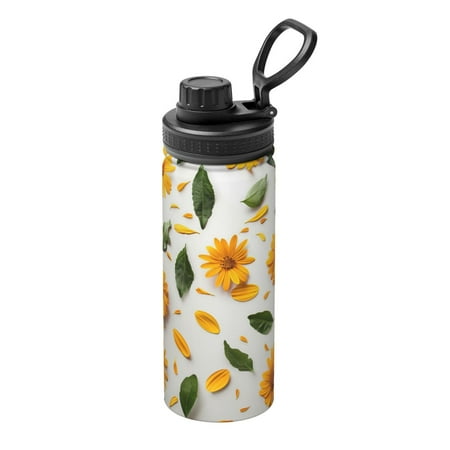 

Fuzoiu Sunny Yellow SunFlower Print 18oz Sports Insulated Kettle Stainless Steel Vacuum Water Bottle Leakproof Sport Flask