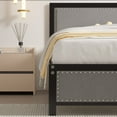 thumbnail image 5 of VECELO Twin Size Bed Frame Metal Platform Bed with Upholstered Headboard, No Box Spring Needed, Gray, 5 of 11
