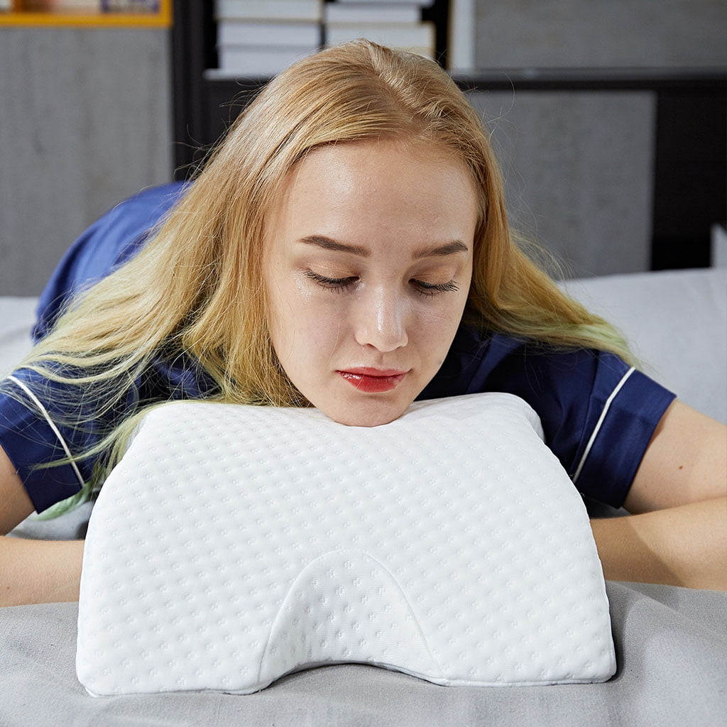 MANNYA Memory Foam Pillow Tunnel Slow Rebound Pressure Pillow Arm Pillow Spooning Pillow Arched Neck Cervical Pillow for Travel