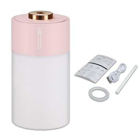 

Portable Air Humidifier with Night Light 300ML Large Capacity Aroma Essential Oil Diffuser Mist Maker Fogger Household Car Pink