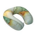 thumbnail image 2 of U-Shaped Pillow 11.8×9.8in With Pillow Core Comfortable Soft Invisible Zipper For Daily Travel Driving Office Light Green And White Gold Marble, 2 of 8