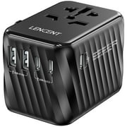 LENCENT Universal Travel Plug Adapter,International European Plug Power Adapter worldwide with 3 C&2 USB Ports Wall Charger Worldwide Travel  for US EU UK (Type C/G/A/I)