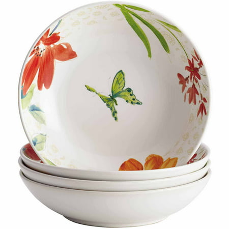 BonJour Dinnerware Al Fresco Porcelain Stoneware 4-Piece Fruit Bowl (Best Fruit Bowl To Keep Fruit Fresh)
