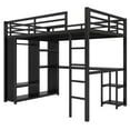 thumbnail image 5 of URTR Full Loft Bed with Desk & Built-In Wardrobe, Metal Loft Beds Frame with Storage Shelves, Space Efficient Elevated Design for Small Apartment, Black, 5 of 9