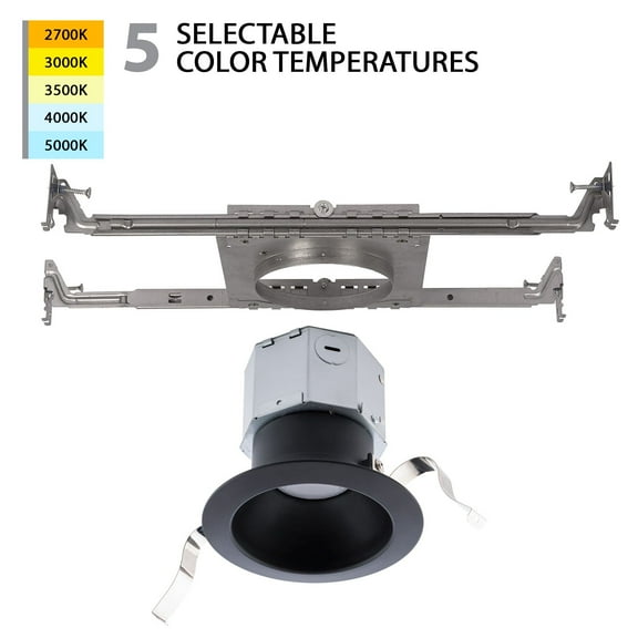 R4DRDN-F9CS-BK WAC Limited Pop-in - 12W 1 LED Round New Construction Recessed Kit-4.63 Inch Tall and 8.63 Inch Wide