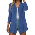 thumbnail image 2 of felwors Womens Casual Lightweight with Pocketes Long Sleeve Open Front Cardigan Blue, S, 2 of 8