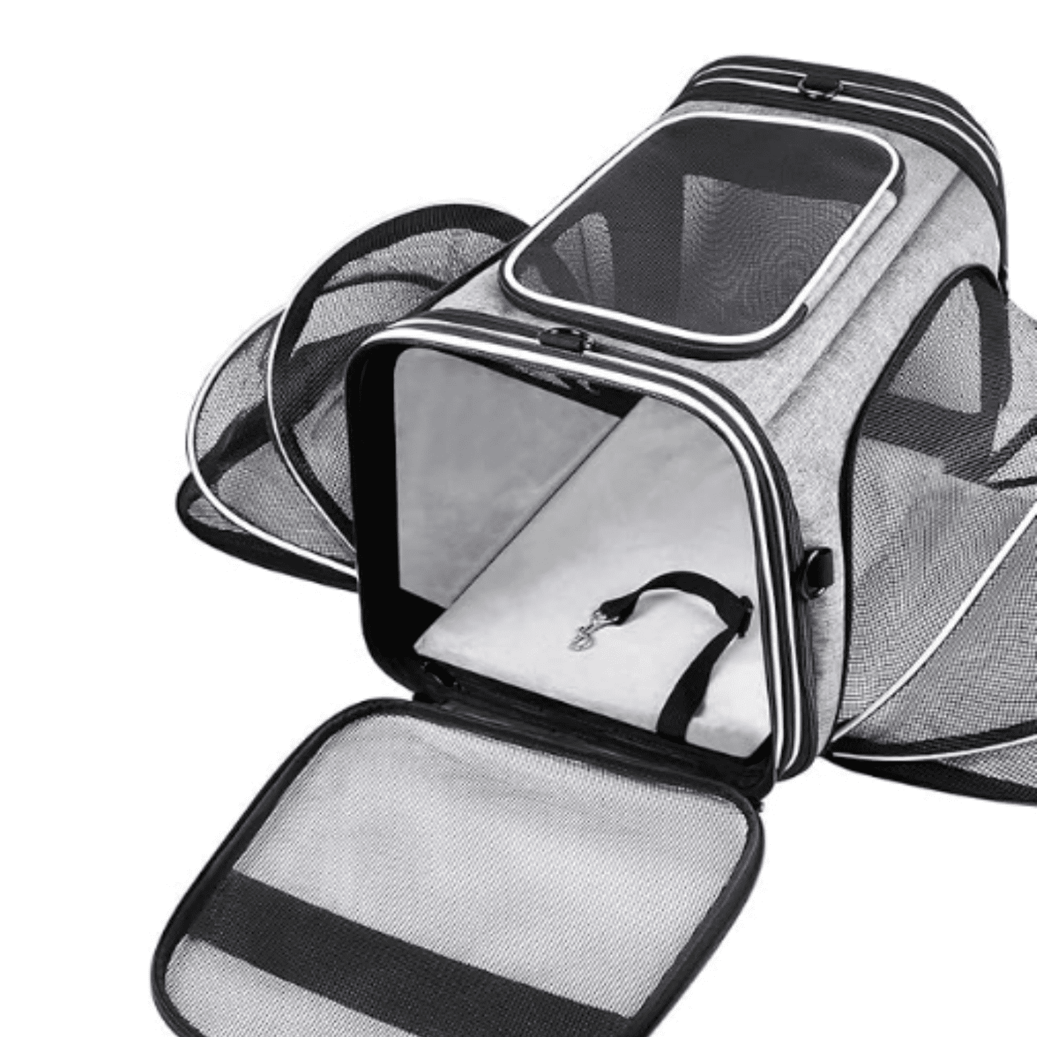 Airline Approved Soft Sided Pet Carrier Top Loading 4 Side Expandable Large Travel Cats Carrier Collapsible with 3 Removable Washable Pads and 3 Pockets for Cats Kitten and Small Dogs