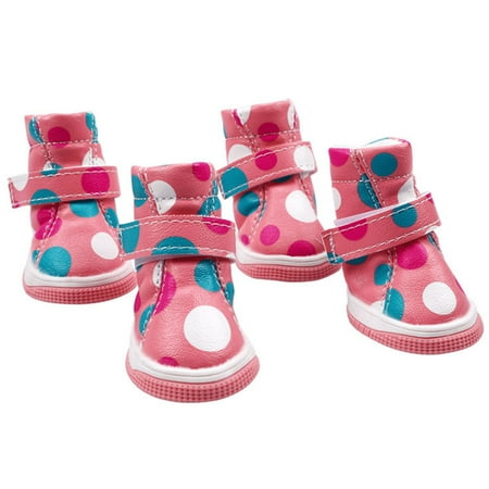 Purrfect 4Pcs Pet Shoes Eye-catching Waterproof Faux Leather Anti-slip Puppy Snow Boots Pet Paw Protector for Autumn