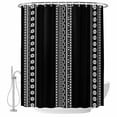 thumbnail image 2 of Black Boho Waterproof Fabric Shower Curtain,Vintage Abstract Striped Geometric Motifs Waterproof Fabric Shower Curtain for Bathroom Curtains Bathtubs Hotel Shower Curtains with 12 Hooks Long 72x78in, 2 of 8
