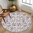 thumbnail image 3 of Spring Flowers Large Area Rugs for Bedroom Living Room, Soft Non Slip Carpet Bedside Rug, Farmhouse Purple Pastoral Floral Leaf Round Floor Cover Kitchen Accent Rug 8' for Dining Room/Office, 3 of 9