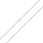 Thin Basic Simple 019 Gauge 925 Sterling Silver Box Chain Necklace for Women for Teen Made In Italy 24 Inch