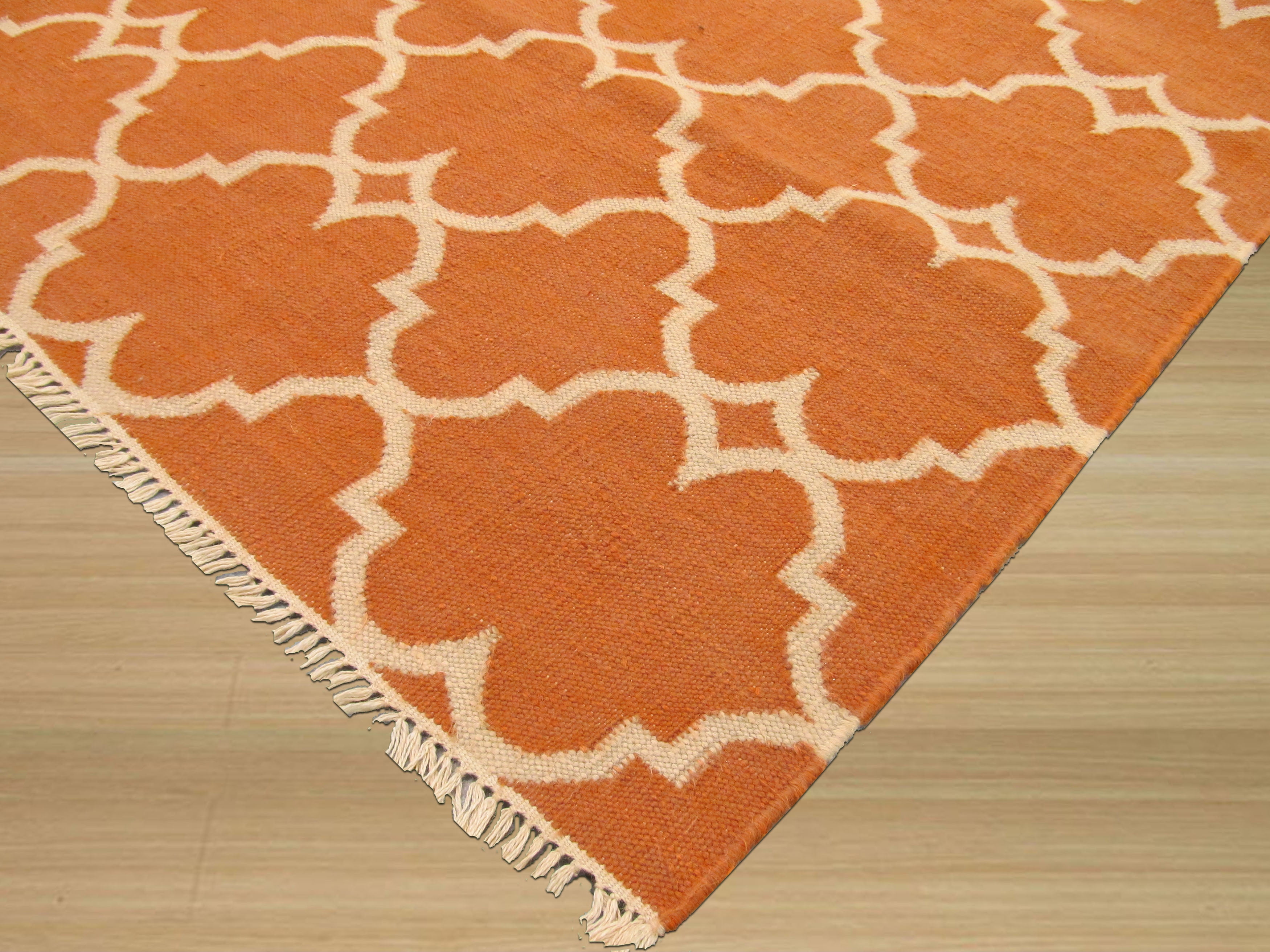 EORC IE51OR 7.75 x 9.75 ft. Polyester Orange Hand Knotted Reversible