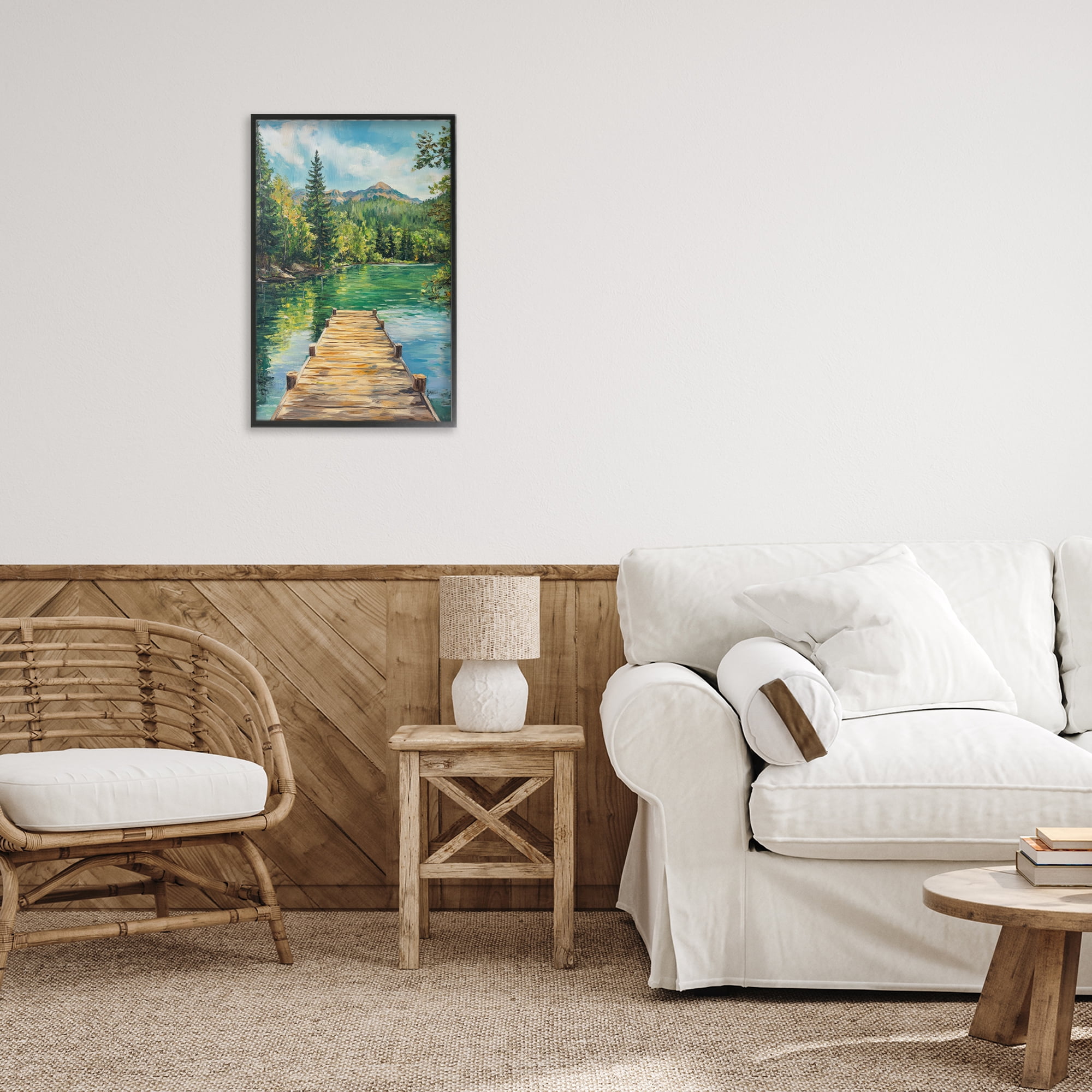 Stupell Industries Sunlit River Dock Black Framed Giclee Art, design by Petal Prints Design