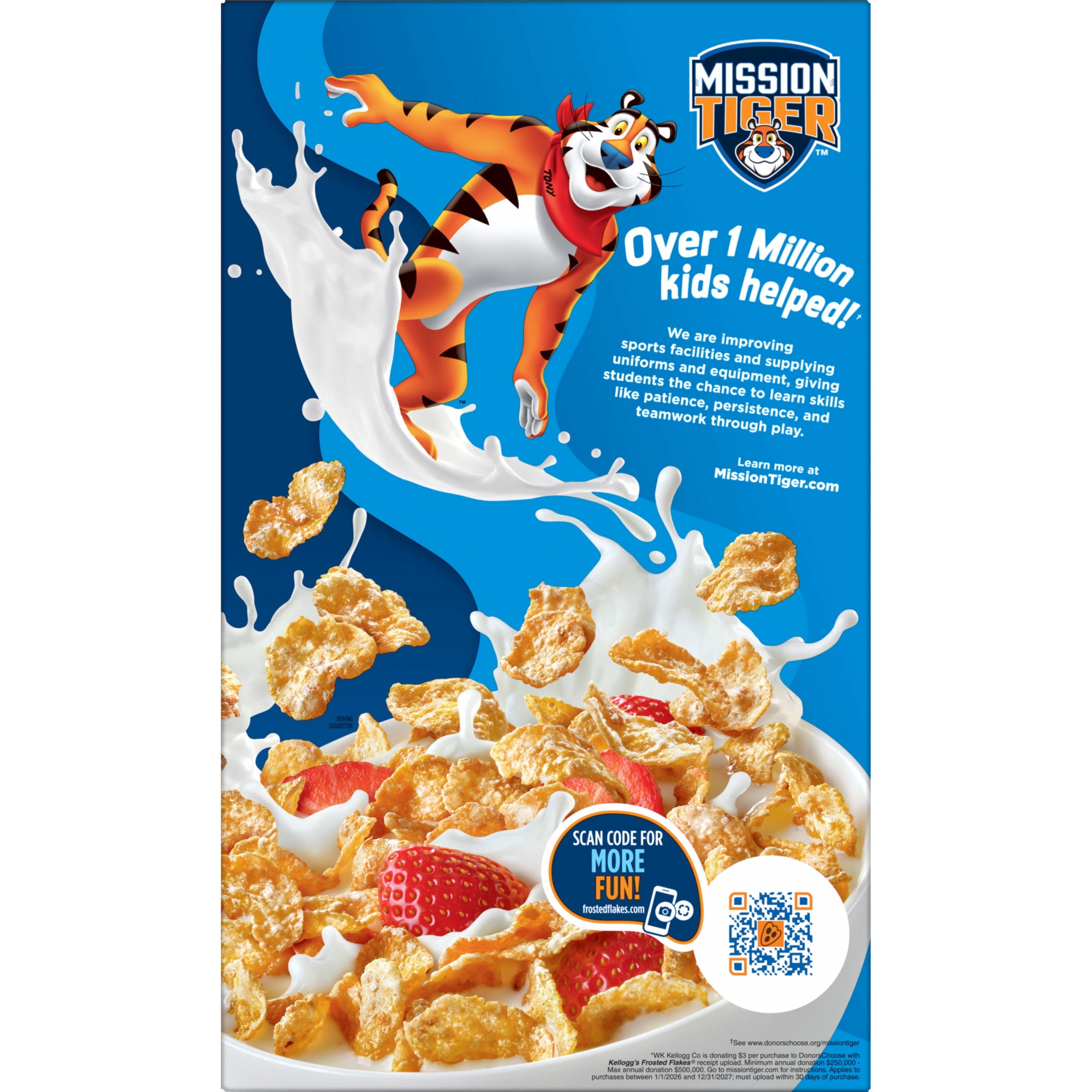 (3 pack) Kellogg's Frosted Flakes Chocolate Milkshake Breakfast Cereal, Kids Cereal, Family Size, 22.2 oz