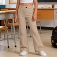 thumbnail image 5 of Spazoro Girls Flare Pants with Button Closure, High Rise Solid Color Elastic Waist Flared Leg Stretchy School Casual Bottoms Khaki Size 9-10, 5 of 5