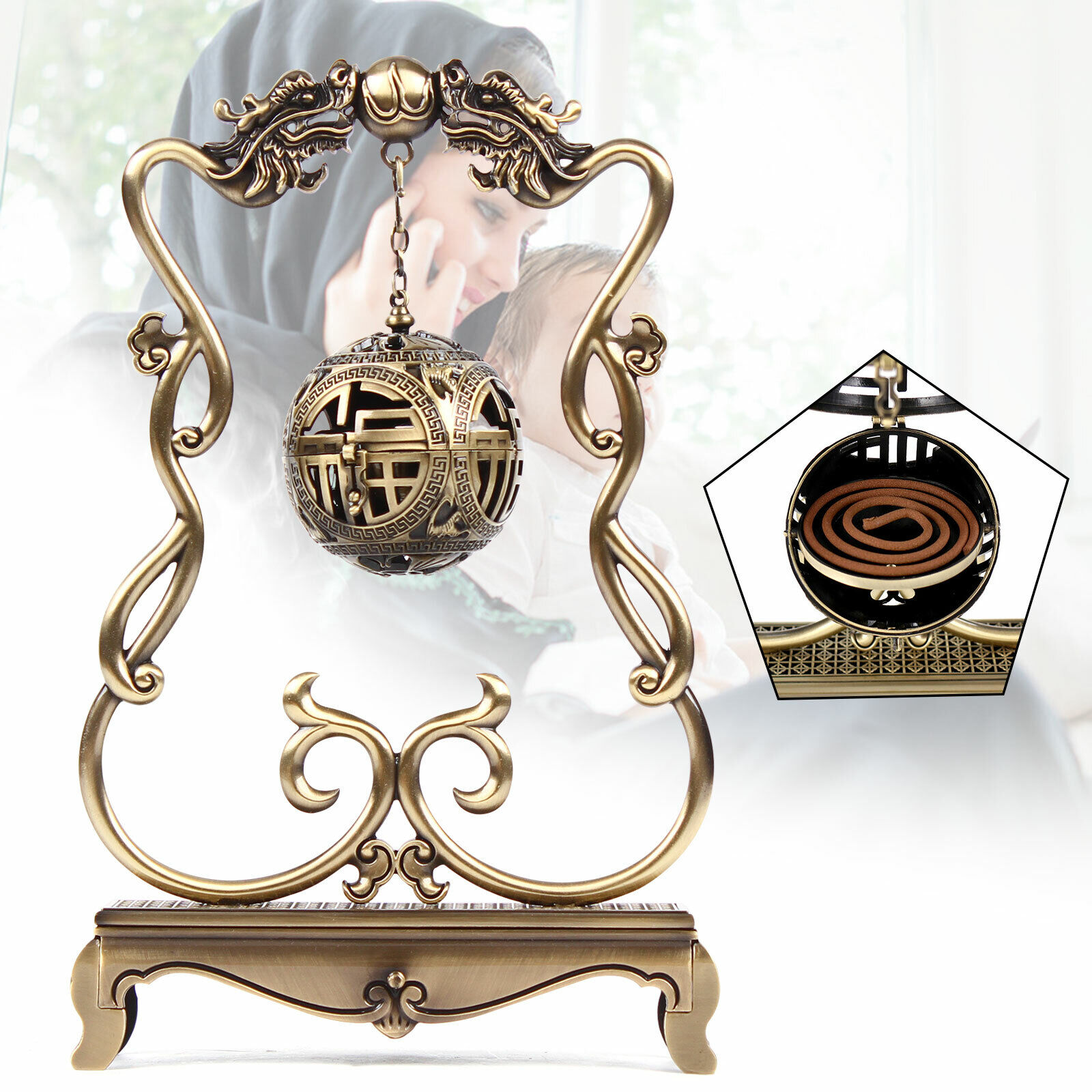 Home Fragrance Incense Burner Chinese Hanging Rack Ball Backflow