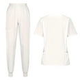 thumbnail image 4 of Uniforme De Enfermera,Scrubs for Women Set, Stretchy V-Neck Top & Jogger Pants with Multi-Pocket Yoga Waistband - White - XXL, 4 of 4