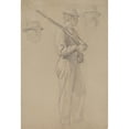 thumbnail image 2 of Daniel Huntington 14x18 Gold Ornate Wood Frame and Double Matted Museum Art Print Titled - Recruit; Two Studies of Heads (C. 1862), 2 of 4