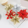 thumbnail image 2 of QHUDLV 10PCS Christmas Ornament Flower, Glittering Decoration for Christmas Tree, Wreaths and Home Decor, Elegant Plastic and Cloth Design(Red), 2 of 8