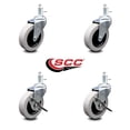 thumbnail image 2 of 3 Inch Thermoplastic Wheel 3/8 Inch Threaded Stem Caster Set with 2 Brakes SCC, 2 of 2