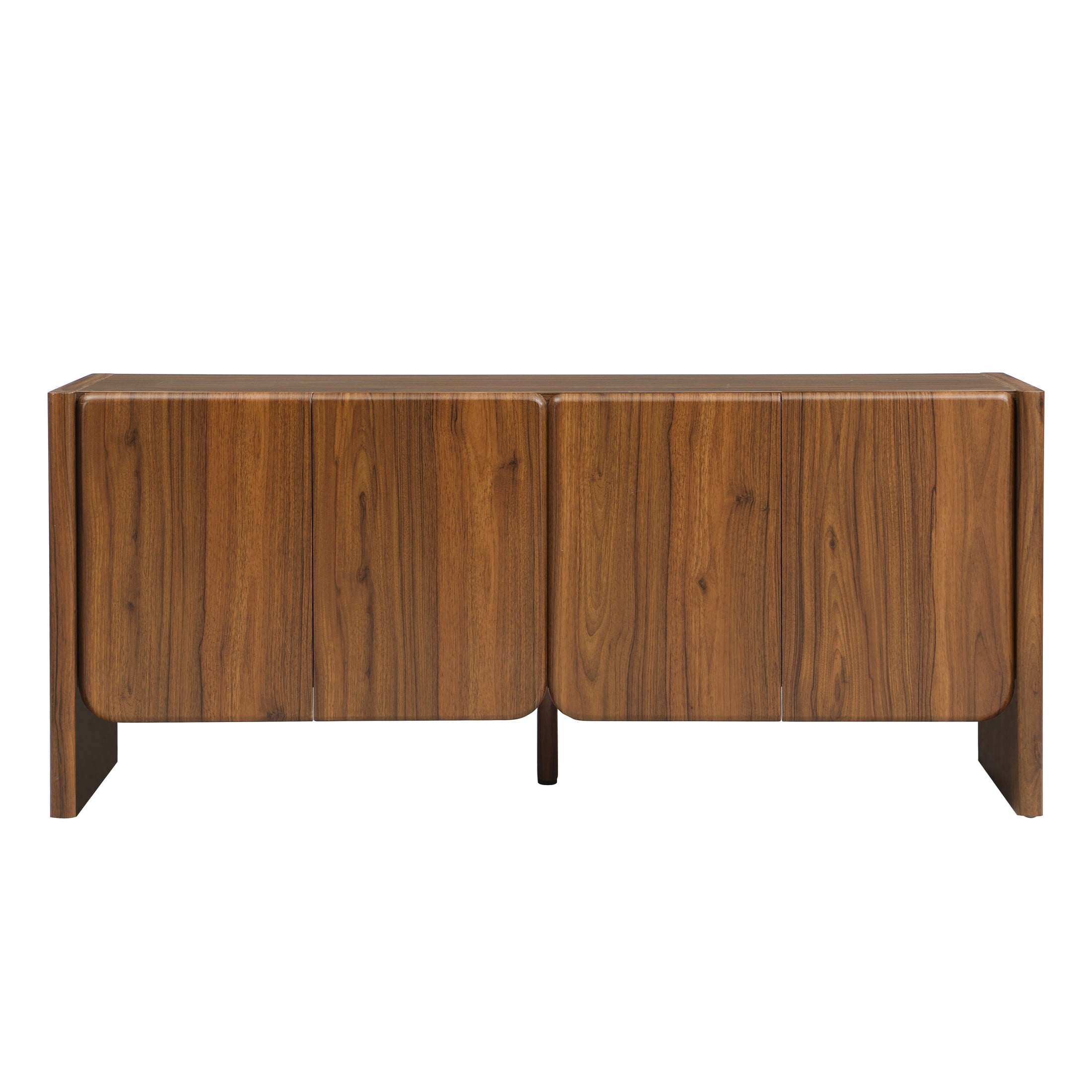 Christopher Knight Home 60" Mid-Century Modern Credenza, 4-Door Arc Curved Sideboard, Walnut