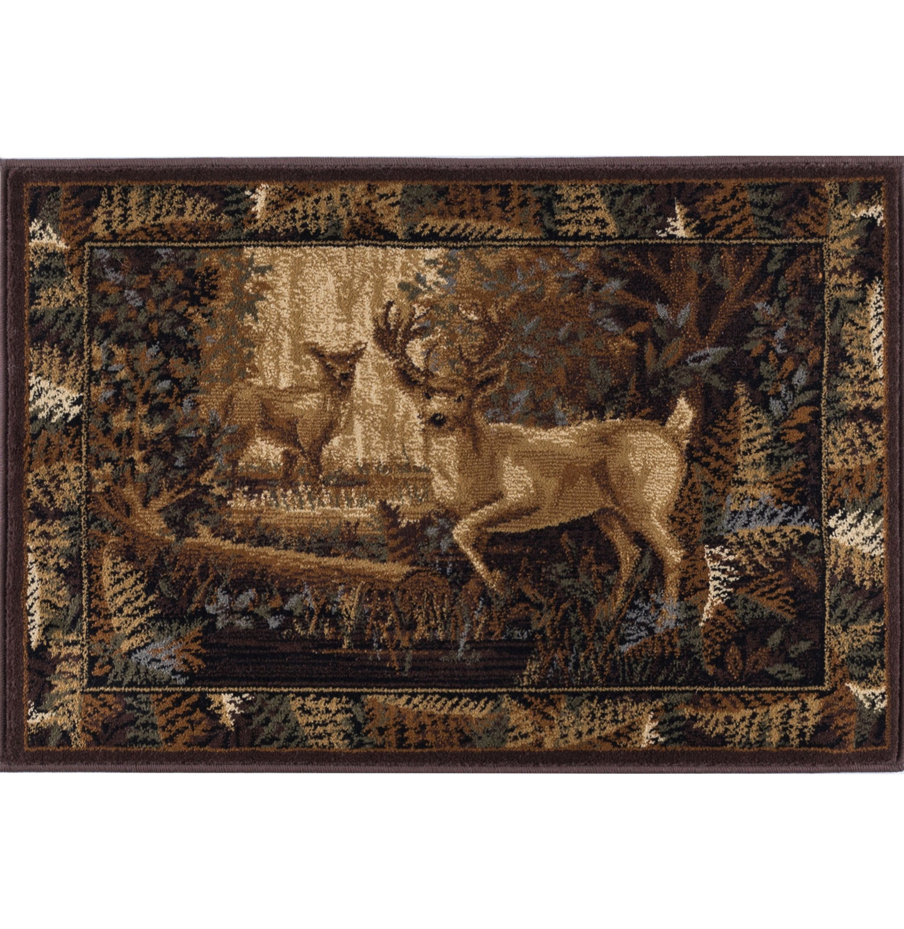 Novelty Lodge 2'x3' Rectangle Beige and Blue Polypropylene Indoor Area Rug