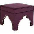 thumbnail image 2 of Safavieh Grant Modern Upholstered Ottoman w/ Silver Nail Heads, Plum, 2 of 2