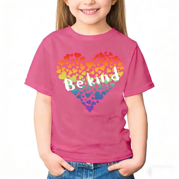 ITSAME Anti-Bullying Shirt for Girls, Short Sleeve Crewneck Lightweight Summer Casual Fashion Pullover T-Shirts Pink Size 9-10T