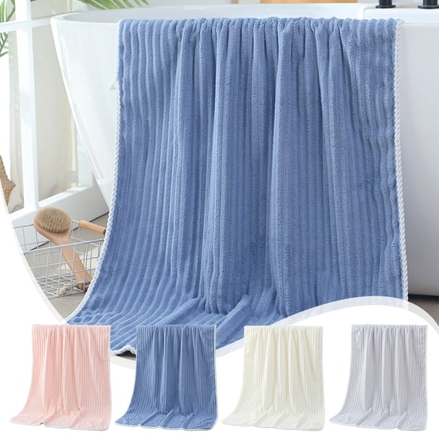 Toalla De Baño De Pana Color Coral Toalla de baño de felpa superabsorbente de 70x140 cm, gruesa, color azul liso, con asas para colgar (1 pieza). Rkxzt