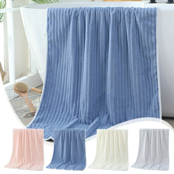 Super Absorbent Fleece Bath Towel, Large Striped Design with Precision Lock Edge and Hanging Loops, Quick-drying & Plush Feel for Bathroom, Spa, and Guest Use,Vsgery