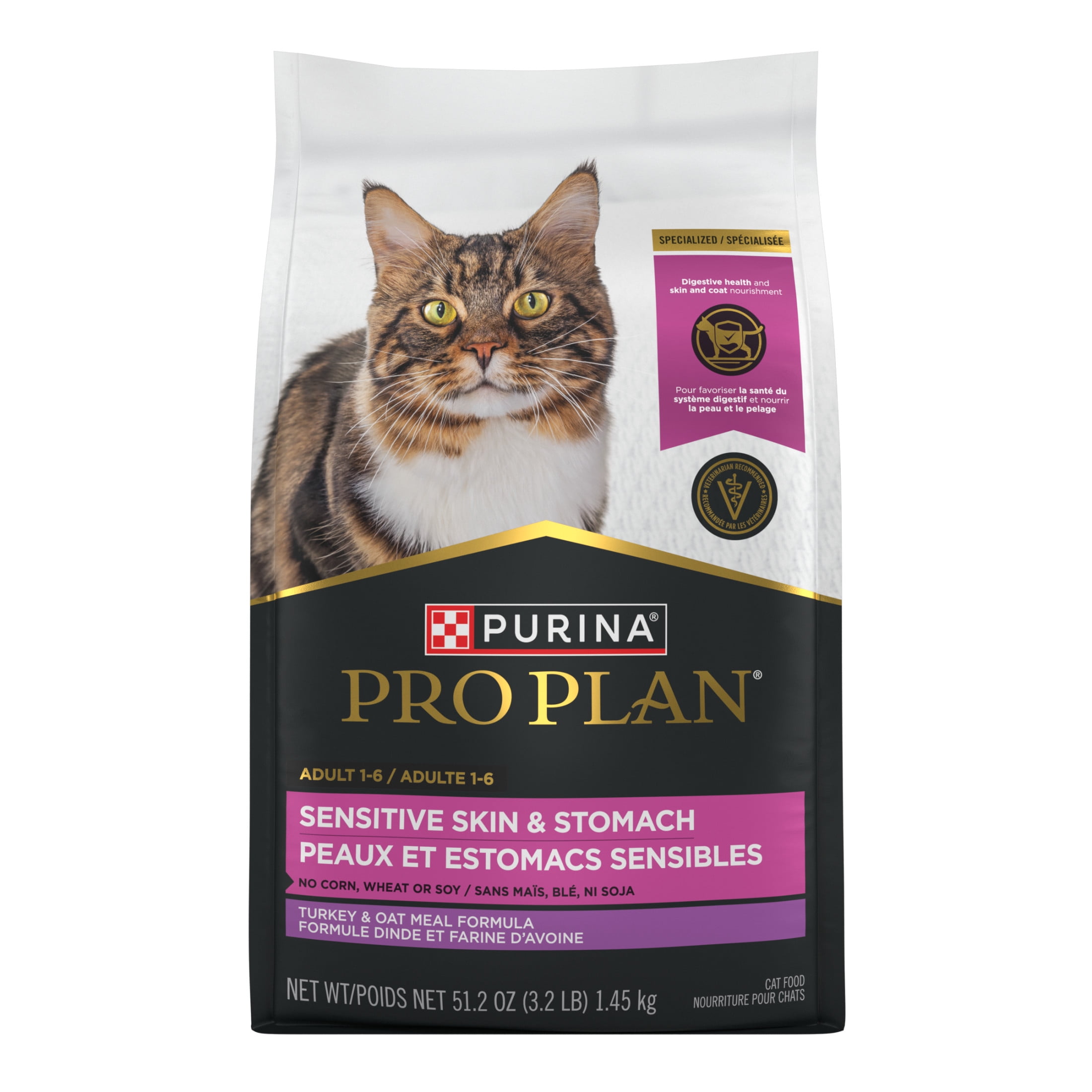 Purina Pro Plan Specialized Sensitive Skin & Stomach Turkey, Dry Cat Food, 1.45 kg