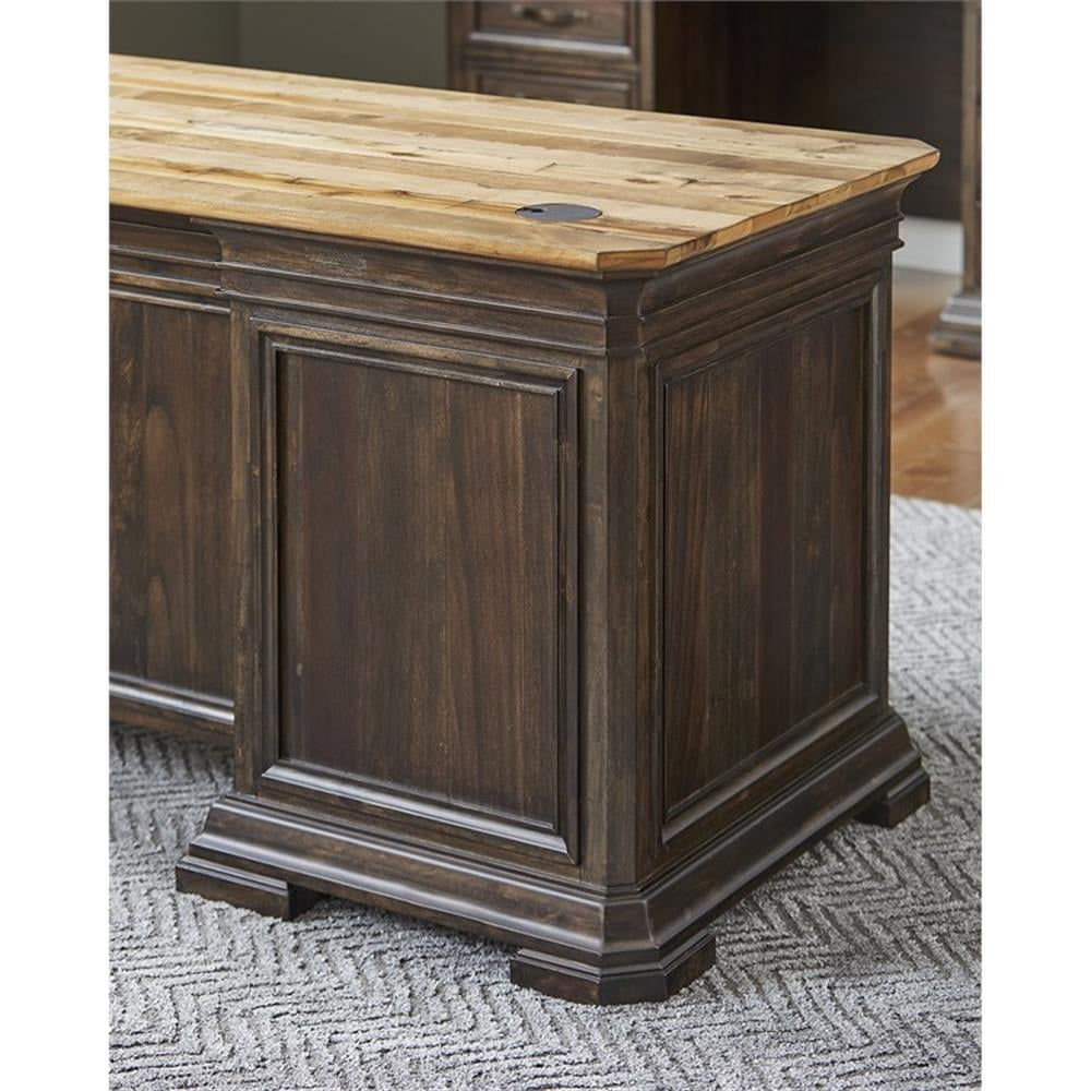 Pemberley Row Solid Wood Brown Executive Desk Rectangular Fully Assembled 60" x 30" x 28"
