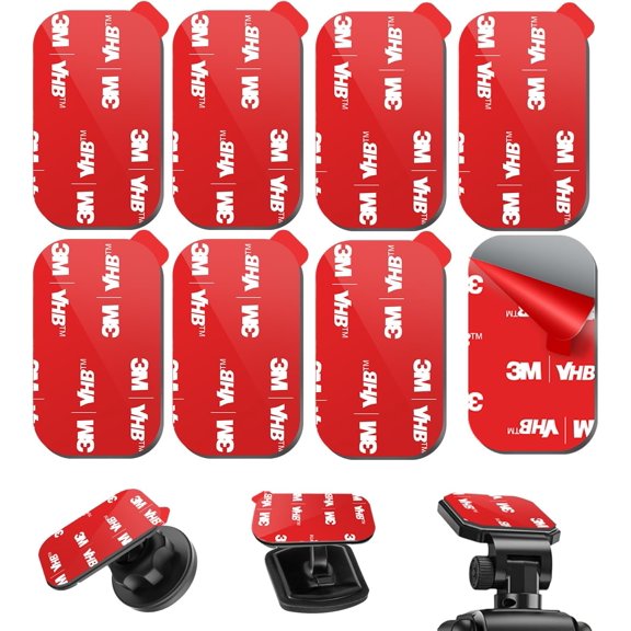KKFEN-Adhesive Pads Strip, 8Pcs 3M VHB Double-Sided Mounting Tape for Dashboard Magnetic Car Mount,Heat Resistant Heavy Duty Adhesive Sticky Pads Replacement for Car Phone Holder Mount
