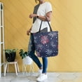 thumbnail image 4 of FORMRS Womens Canvas Tote Bag with Zipper Inner Pocket Shoulder Handbag, Red and Blue Fireworks Pattern, 4 of 7