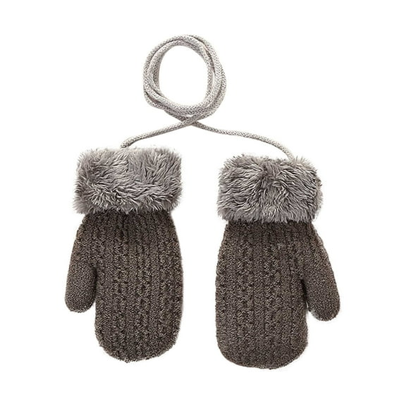 Fridja Boys Winter Knitted Gloves Children Solid Color Thickened Warm Gloves 1-4 Years Old