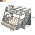 thumbnail image 2 of Harper & Bright Designs Twin Over Full Bunk Beds with Storage Stairway & Drawers, Solid Wood Bunk Bed with Storage Stairway and Guard Rail for Bedroom, Gray, 2 of 11