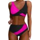 thumbnail image 1 of MKLEKYY Trajes De Baños Women High Waisted Bikini Sets Swimsuits Color Block Two Piece Drawstring Bathing Suit, 1 of 4