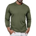 thumbnail image 1 of POINTERTECK Male Plaid Round Neck Long Sleeve T Shirt Plus Size Solid Color Top, 1 of 6