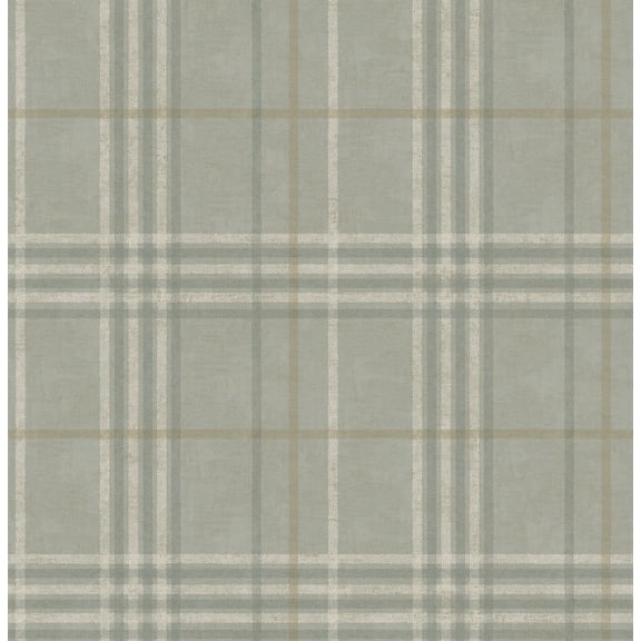 Chesapeake Rockefeller Sage Plaid Unpasted Non Woven Wallpaper, 20.5-in by 33-ft, 56.4 sq. ft.
